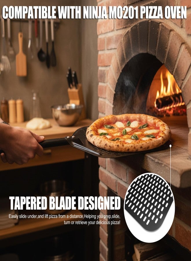 OGNWFUNK Professional 12" Perforated Pizza Peel - 28" Long Stainless Steel Metal Pizza Paddle with Handle, Compatible with Ninja MO201 for Kitchen, Outdoor Ovens, Pizza Parties & Restaurant Baking - Image 2