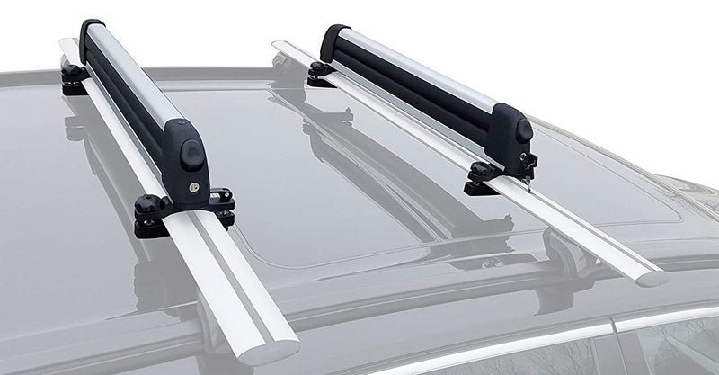 BRIGHTLINES Improved Universal Roof Ski Snowboard Racks Carriers 2pcs Mount on Vehicle top Cross Bars Up to 6 Skis or 4 Snowboards