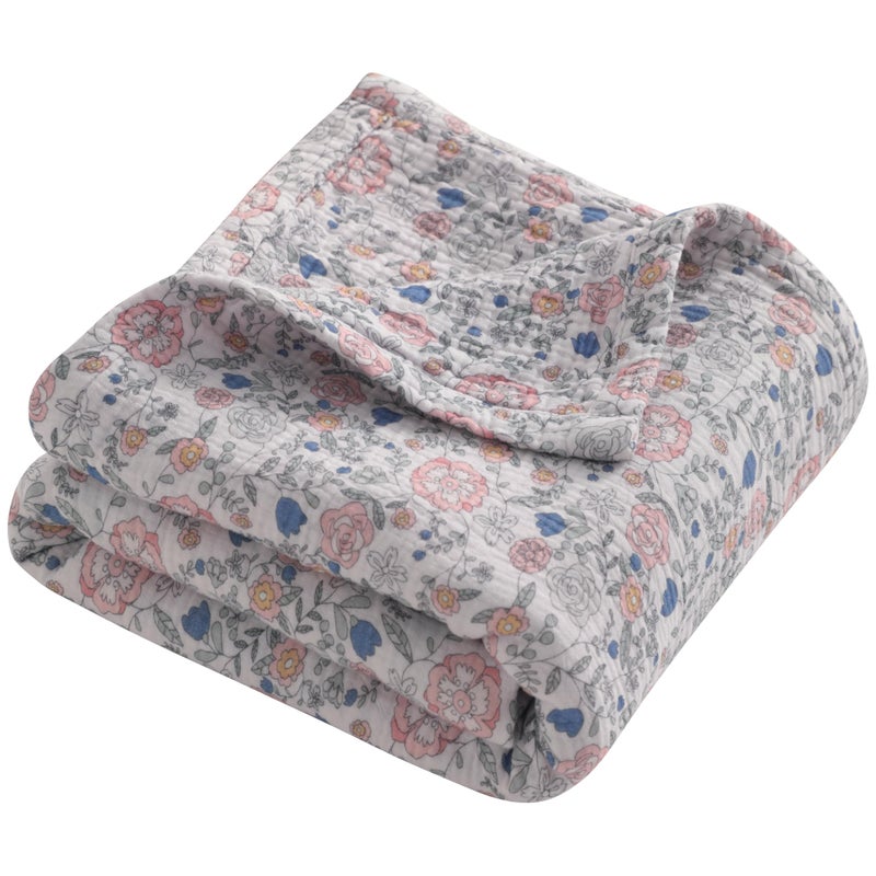 NTBAY Muslin Toddler Blanket, 4-Layer, 30x40 Soft and Breathable Receiving Blanket for Newborns and Infants, Crib Stroller Travel Use, Vintage Floral - Image 1