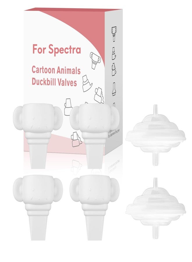 Durceler 4 Cartoon-Style Duckbill Valve & 2 Backflow Protectors Compatible with Spectra Breast Pumps, Pump Parts for Spectra S1 S2 9 Plus and SG, Pump Replacement Parts, Breast Accessories, Total 6PCS - Image 1
