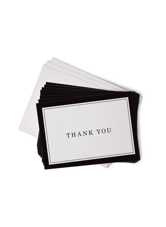 Hill Valley Greetings Black Formal Thank You Cards With Border - 48 Classic Note Cards With Envelopes - Perfect For Business Professionals & Special Events  - Image 1