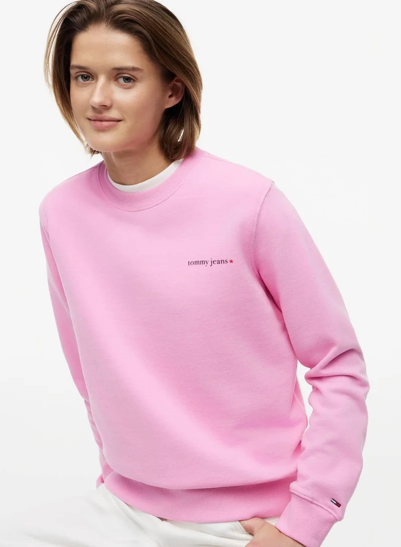 TOMMY JEANS Pink Daisy Essential Crewneck Sweatshirt for Women | Best Price UAE