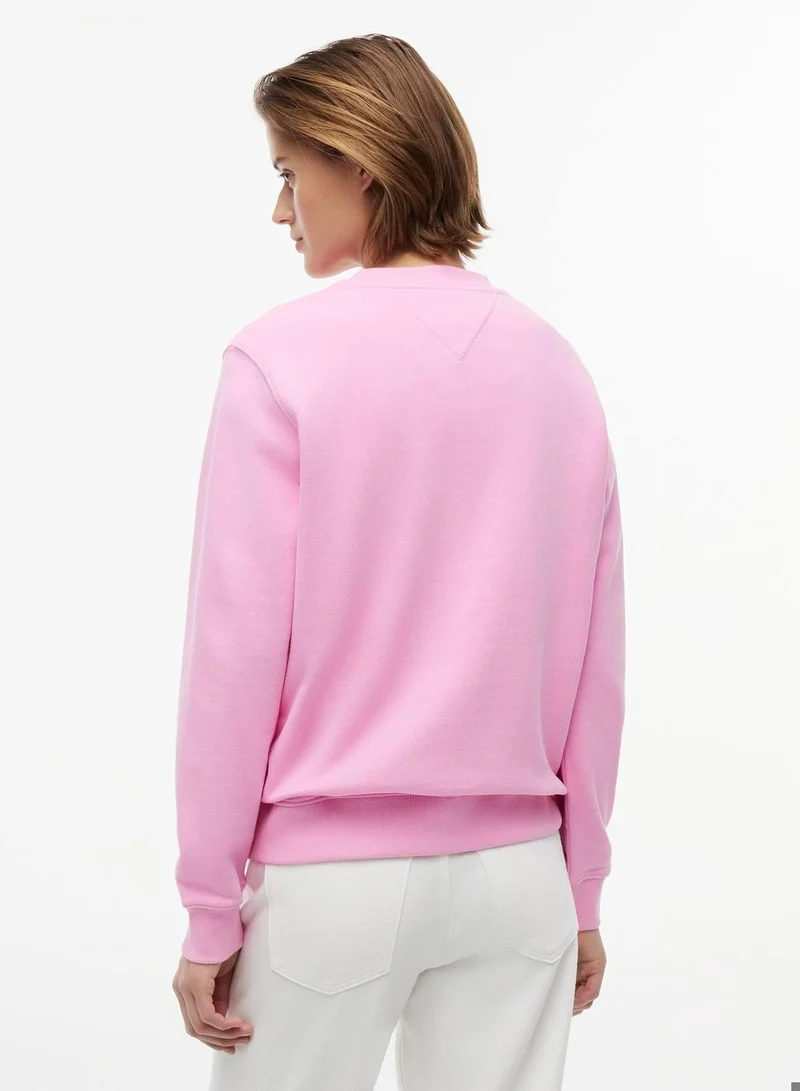 TOMMY JEANS Pink Daisy Essential Crewneck Sweatshirt for Women | Best Price UAE