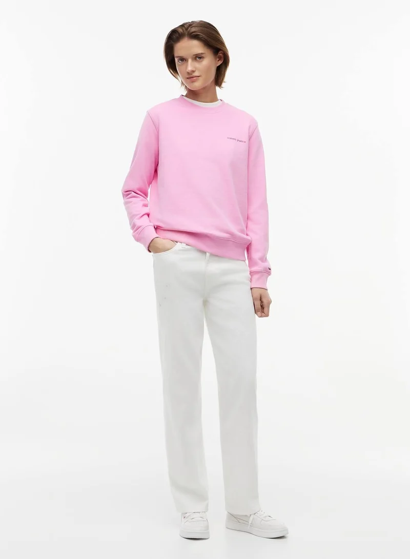 TOMMY JEANS Pink Daisy Essential Crewneck Sweatshirt for Women | Best Price UAE