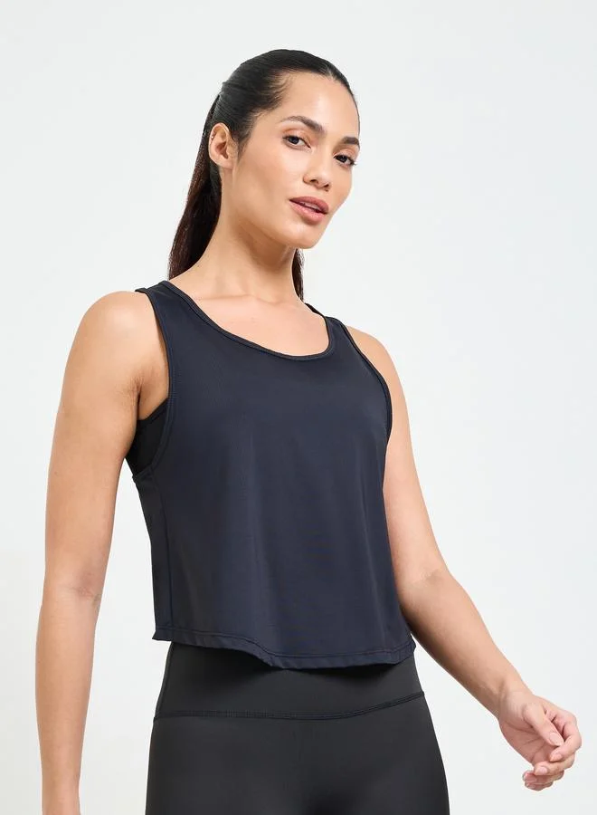 Take Two Black Solid Lightweight Active Tank Top