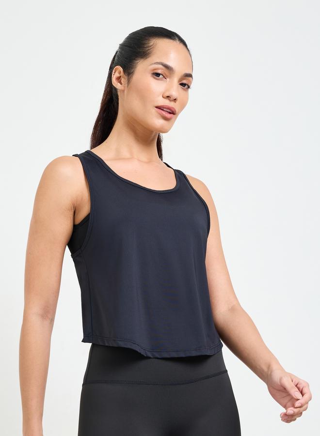 Take Two Black Solid Lightweight Active Tank Top - Image 1