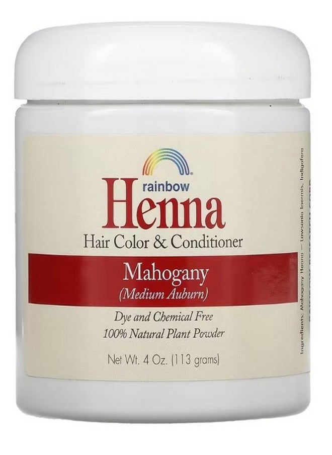 Rainbow Research Rainbow Research, Henna, Hair Color & Conditioner, Mahogany (Medium Auburn), 4 oz (113 g)  - Image 1