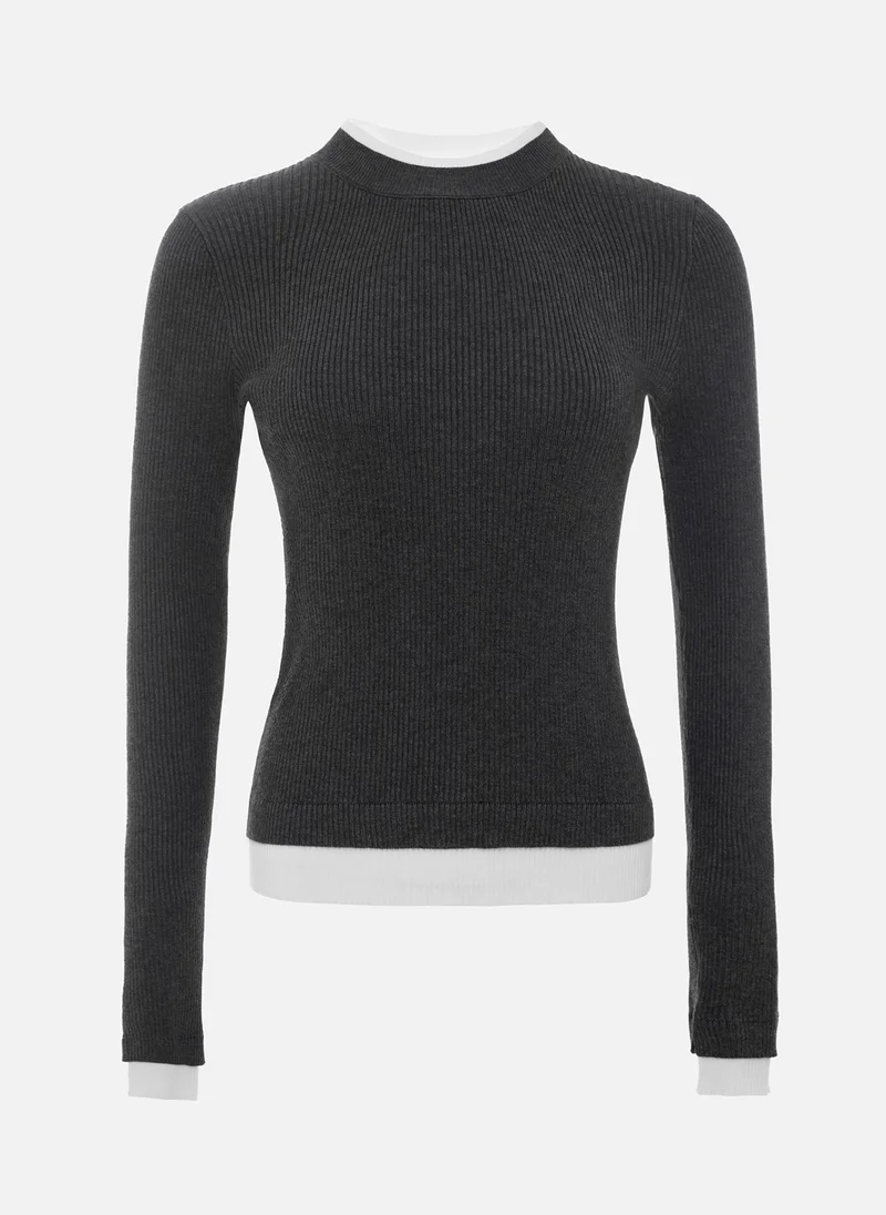 Lichi  Rib-knit longsleeve with contrasting edges for Women | Best Price UAE