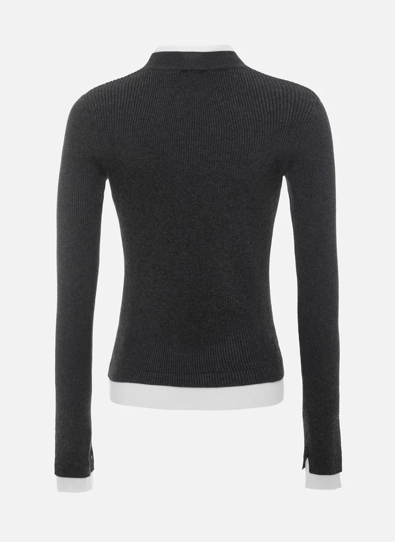 Lichi  Rib-knit longsleeve with contrasting edges for Women | Best Price UAE