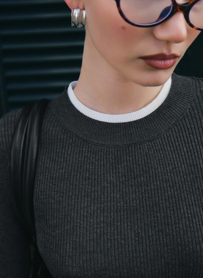 Lichi  Rib-knit longsleeve with contrasting edges for Women | Best Price UAE