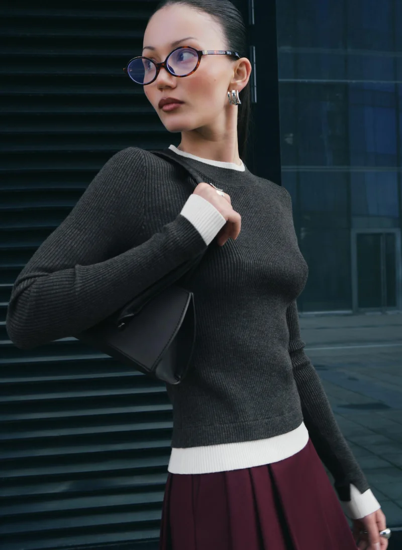 Lichi  Rib-knit longsleeve with contrasting edges for Women | Best Price UAE