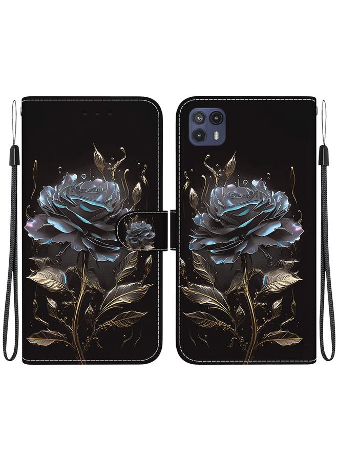 اس-توب جراب لهاتف موتورولا موتو جي 50 5 جي، جراب هاتف جلدي برسومات ملونة وملمس كريستالي - Image 1