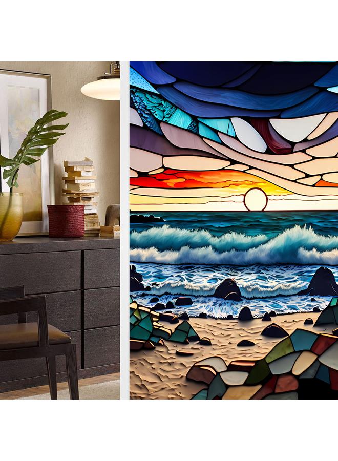 Bluejw BL128-139 Flower And Bird Landscape Electrostatic Glass Sticker PVC Glue-free Window Sticker Home Decorative Window Decorative Glass Sticker - Image 1