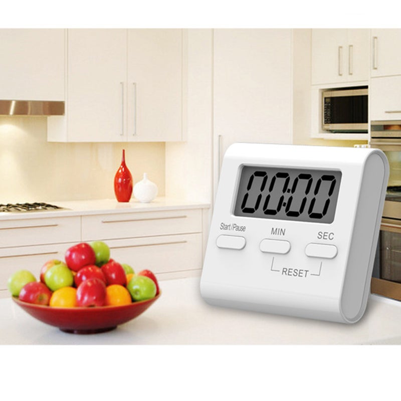 1 Pc LCD Digital Kitchen Timer Multifunctional LCD Digital Kitchen Cooking Timer Clock Down Cooking Alarm Timers (No Battery White) - Image 3