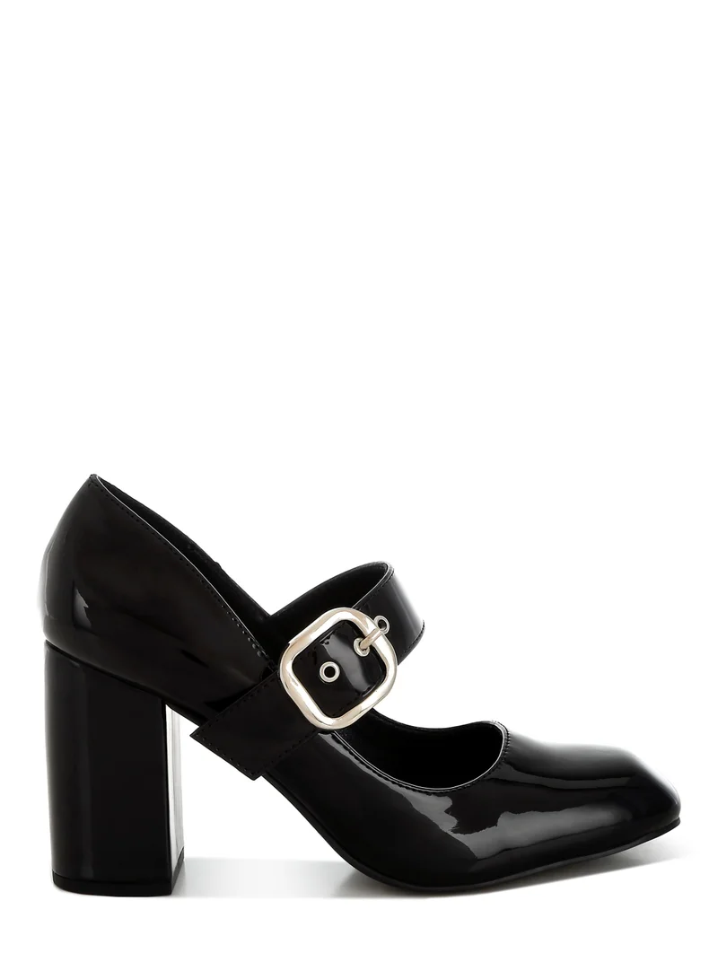 London Rag Block Heel Mary Jane Sandals in Black
