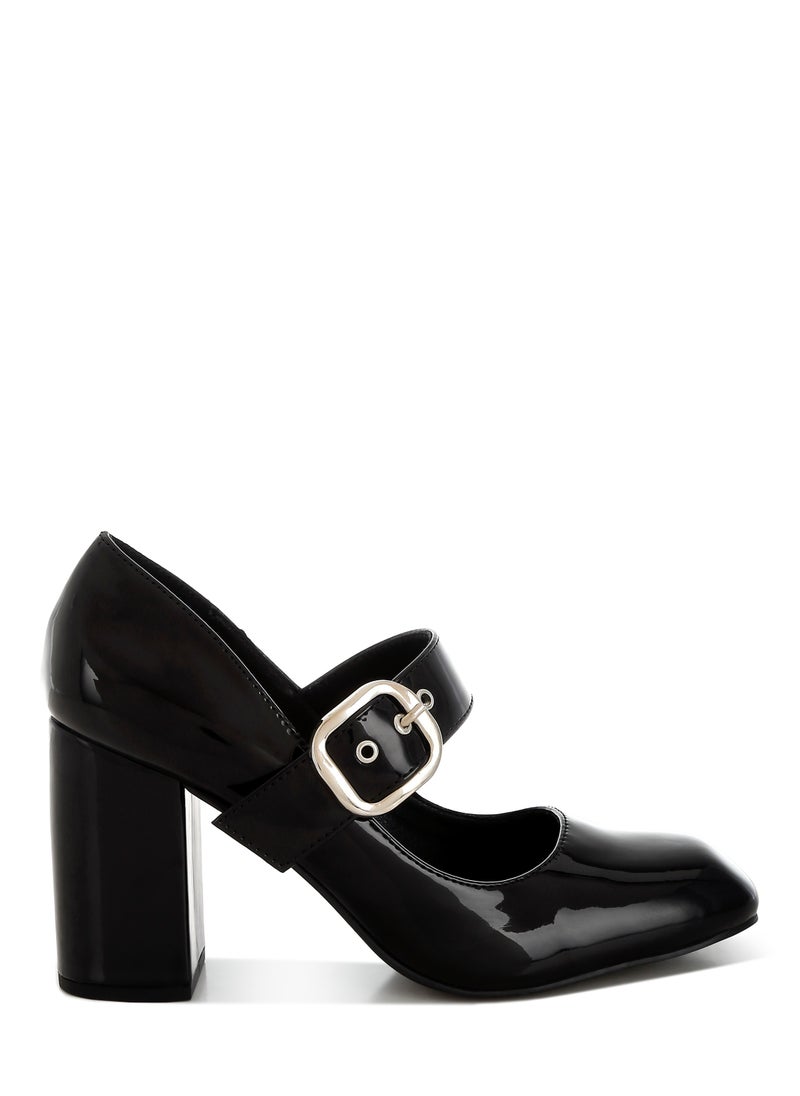 London Rag Block Heel Mary Jane Sandals in Black  - Image 1