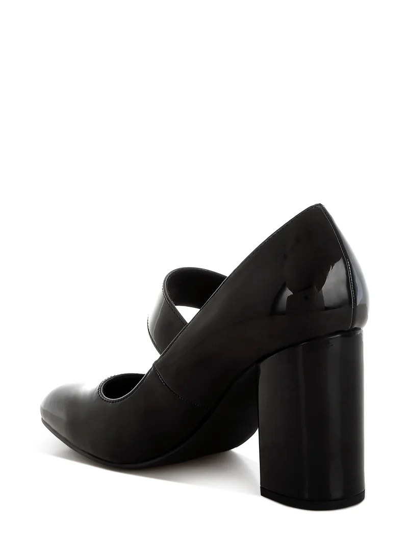 London Rag Block Heel Mary Jane Sandals in Black