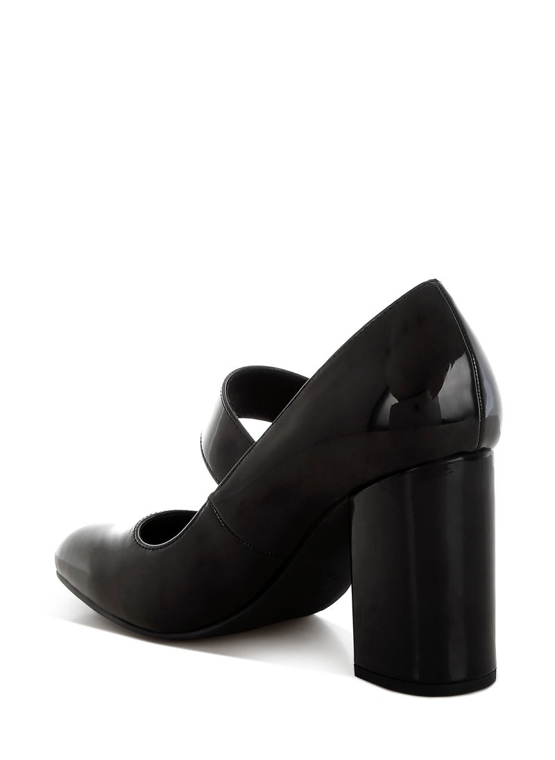 London Rag Block Heel Mary Jane Sandals in Black  - Image 3