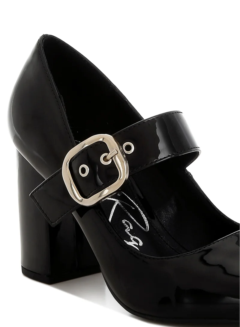 London Rag Block Heel Mary Jane Sandals in Black