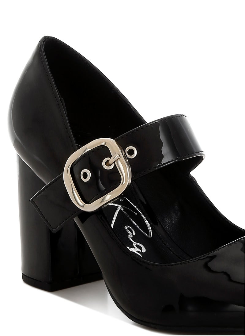 London Rag Block Heel Mary Jane Sandals in Black  - Image 5