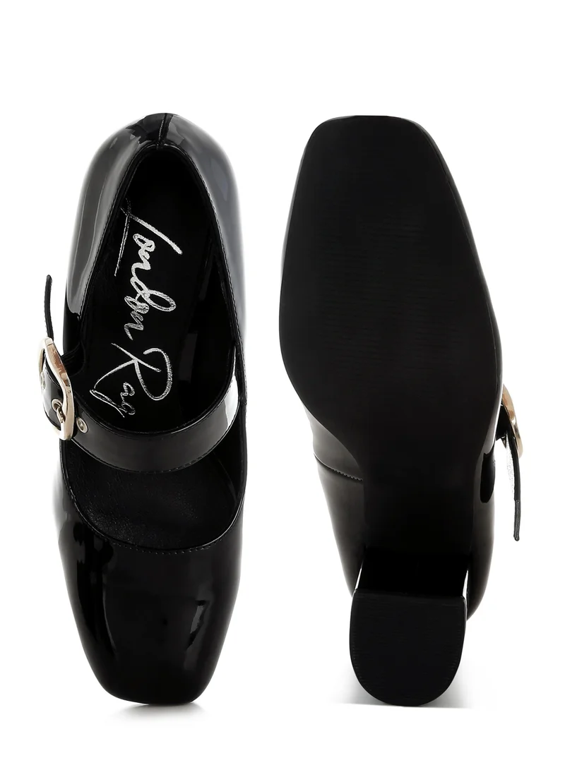 London Rag Block Heel Mary Jane Sandals in Black