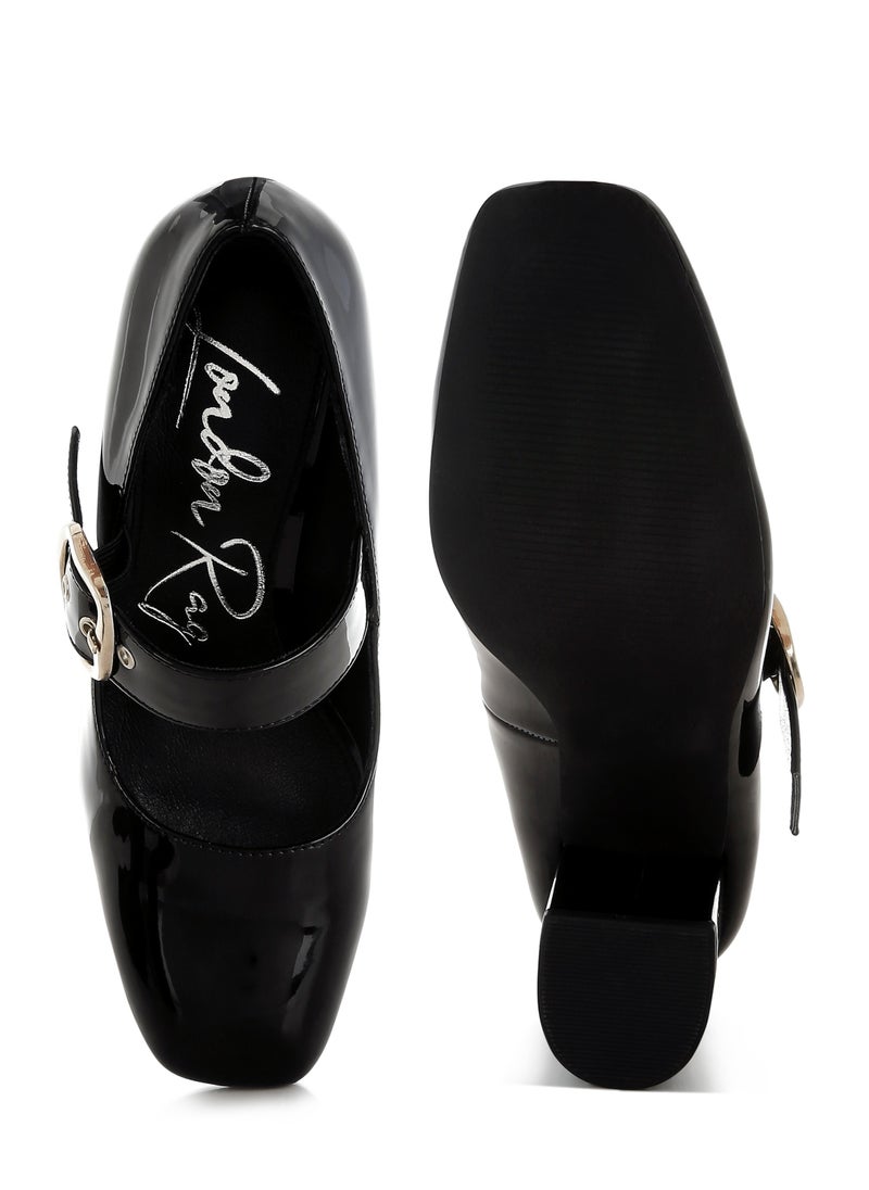 London Rag Block Heel Mary Jane Sandals in Black  - Image 4
