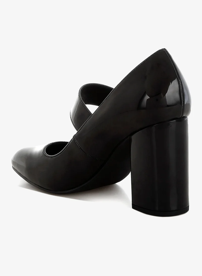 London Rag Block Heel Mary Jane Sandals in Black