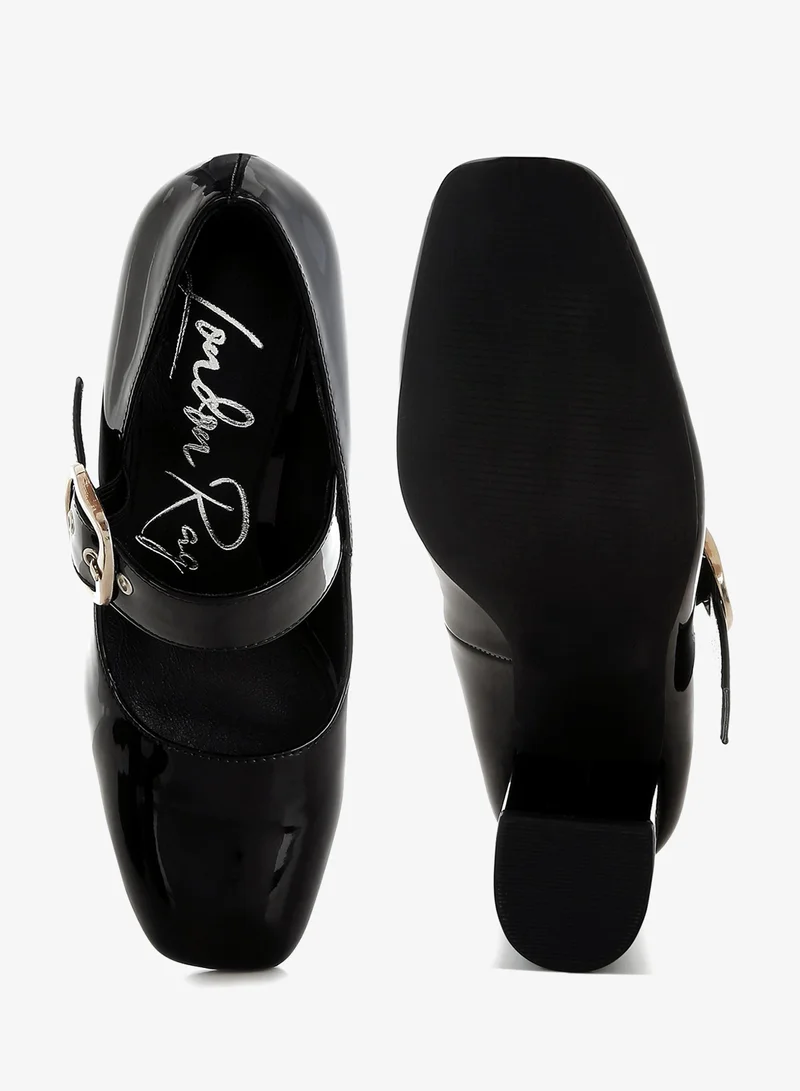 London Rag Block Heel Mary Jane Sandals in Black