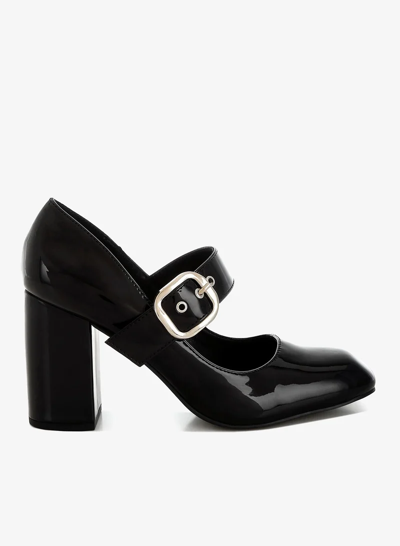Block Heel Mary Jane Sandals in Black
