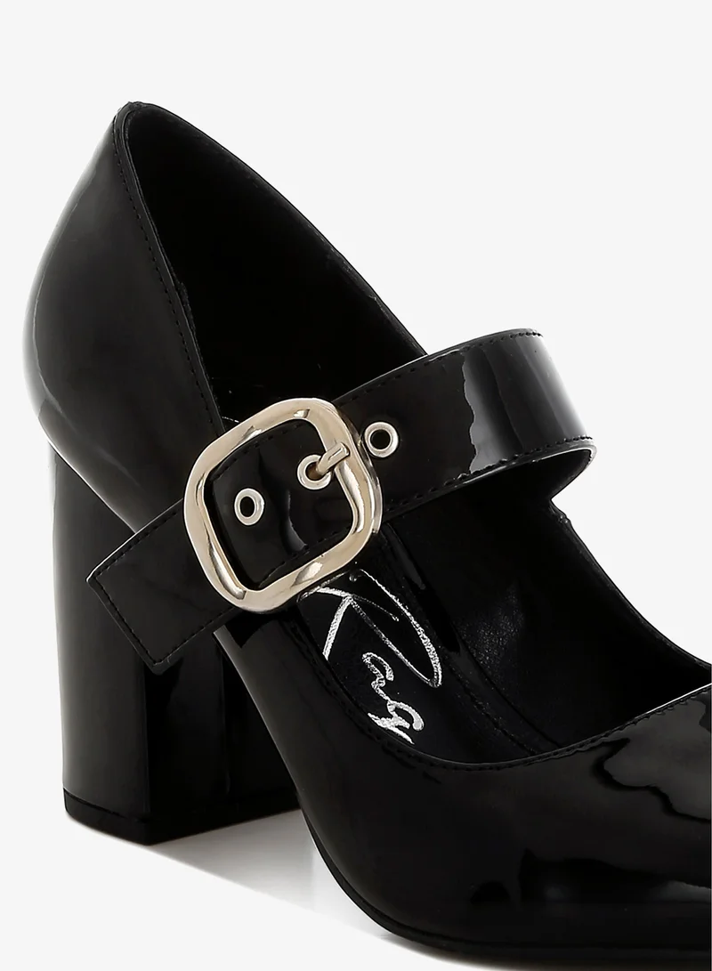 London Rag Block Heel Mary Jane Sandals in Black
