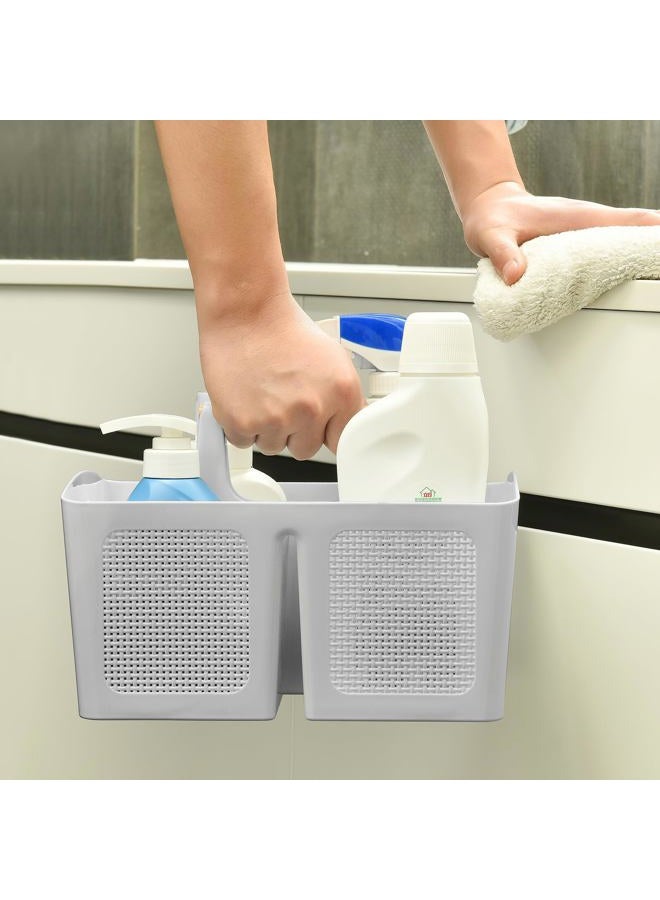 ALINK Portable Shower Caddy Basket with Compartments, Plastic Divided Cleaning Caddy Organizer Storage Tote with Handle for Bathroom, College, Dorm Room Essentials, Light Gray - Image 4
