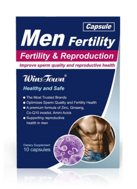 ﻿ Wintown Men Fertiltity Capsules，Wellman Conception Dietary Supplement - 600 mg *10 Tablets， Vitamin Blend Pills - Male Count Pre-Conception for Him - Fertility Supplements for Men ﻿
