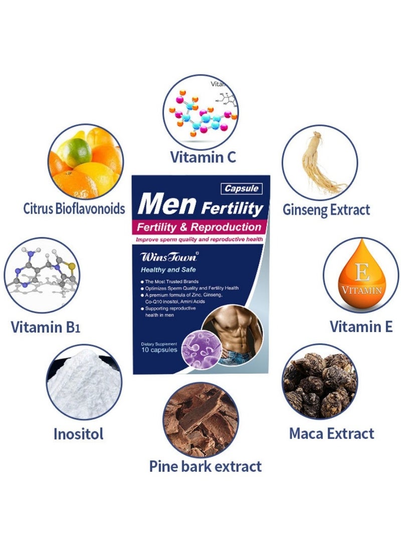 Wins Town - ﻿ Wintown Men Fertiltity Capsules，Wellman Conception Dietary Supplement - 600 mg *10 Tablets， Vitamin Blend Pills - Male Count Pre-Conception for Him - Fertility Supplements for Men ﻿ - Image 1