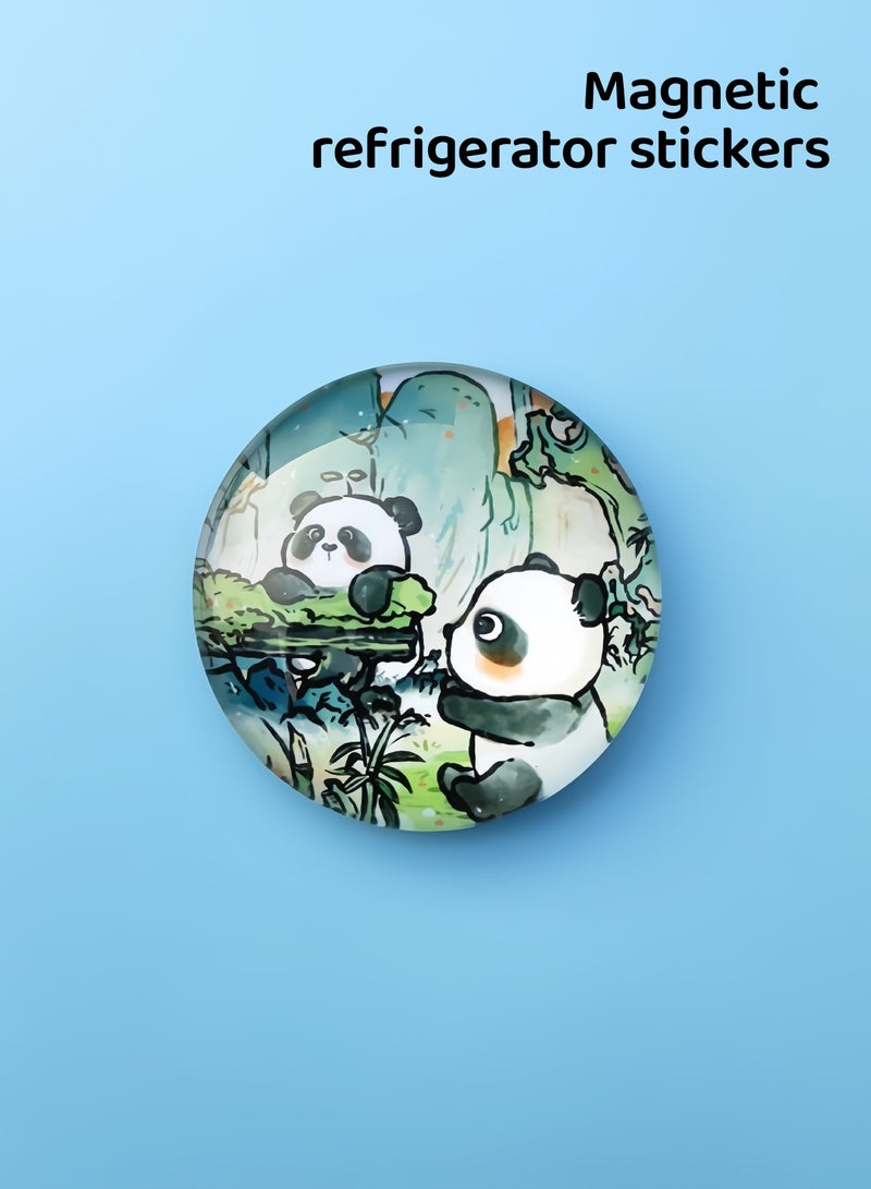مقنطيس ثلاجة باندا زجاج مقسوم - بانداان يأكلان | منزل - Image 1