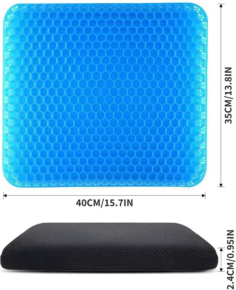 technodry Gel Seat Cushion - Honeycomb Design Double Thick Gel Cushion with Non-Slip Covers for Home Office Chair, Car, Wheelchair - Blue - Image 2