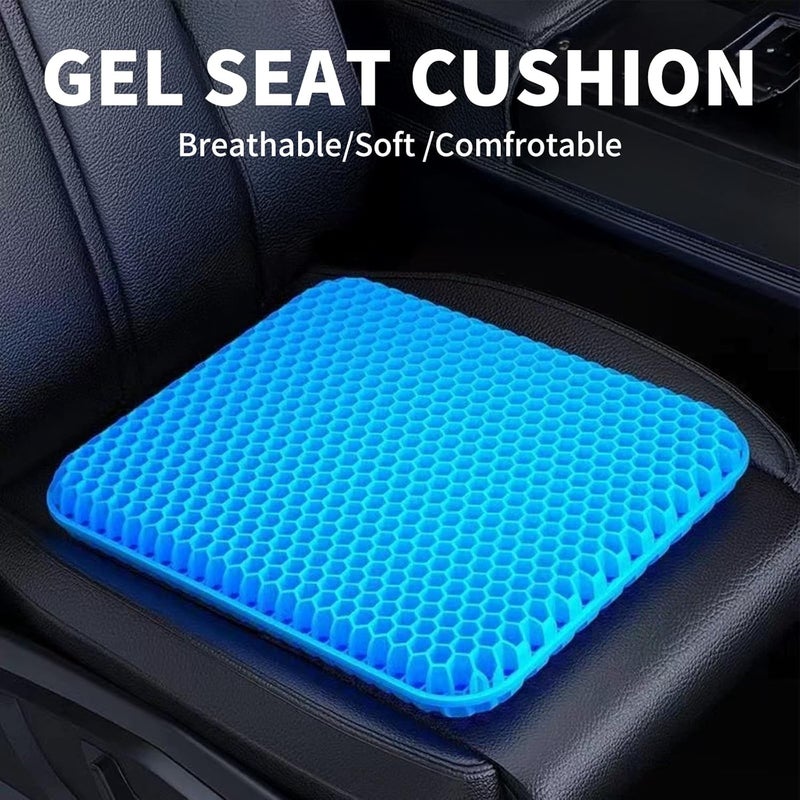 technodry Gel Seat Cushion - Honeycomb Design Double Thick Gel Cushion with Non-Slip Covers for Home Office Chair, Car, Wheelchair - Blue - Image 3
