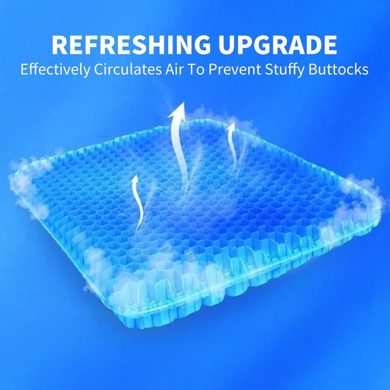 technodry Gel Seat Cushion - Honeycomb Design Double Thick Gel Cushion with Non-Slip Covers for Home Office Chair, Car, Wheelchair - Blue - Image 4