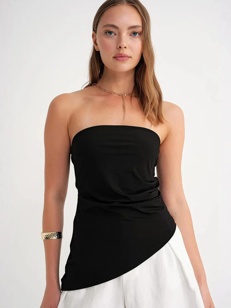 MixRay Mixray Strapless Draped Blouse