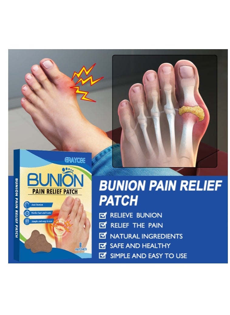 ERAYCEE - Bunion Pain Relief Patch,Strong Joints Bunion Patch,Bunion Pads,Bunion Corrector,Bunion Relief,Hallux Valgus And Overlapping Toes Naturally 8 Patch - Image 1