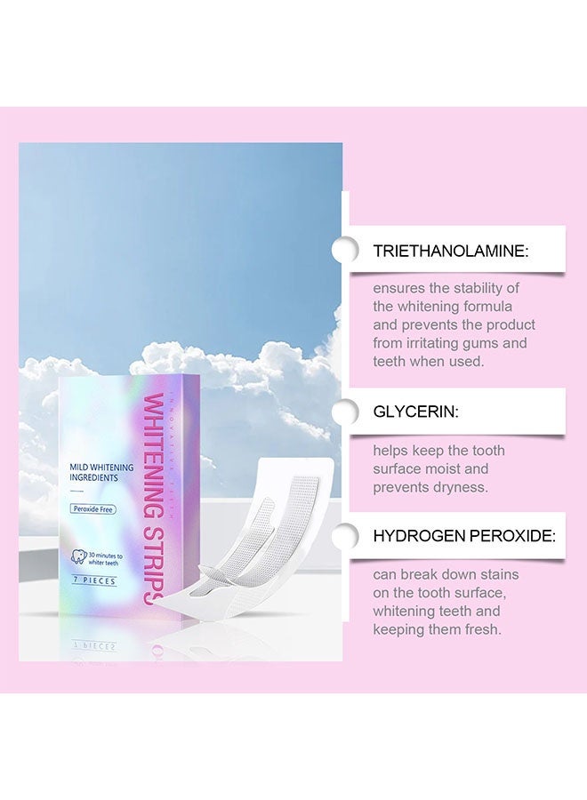 OUHOE Innovative Teeth Whitening Strips - Peroxide Free - Whitening Without The Harm - Deep Stains Removal - Whitening for Sensitive Teeth - 7 Pieces - Image 2