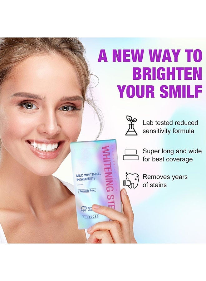 OUHOE Innovative Teeth Whitening Strips - Peroxide Free - Whitening Without The Harm - Deep Stains Removal - Whitening for Sensitive Teeth - 7 Pieces - Image 3