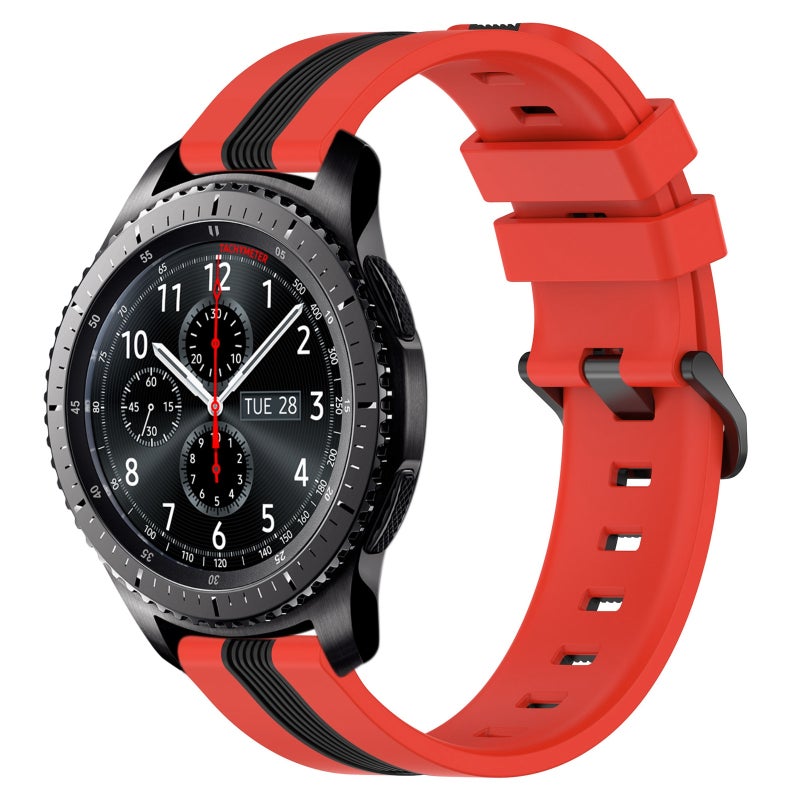 erorex For Samsung Gear S3 Frontier 22Mm Vertical Two-Color Silicone Watch Band(Red+Black) - Image 1