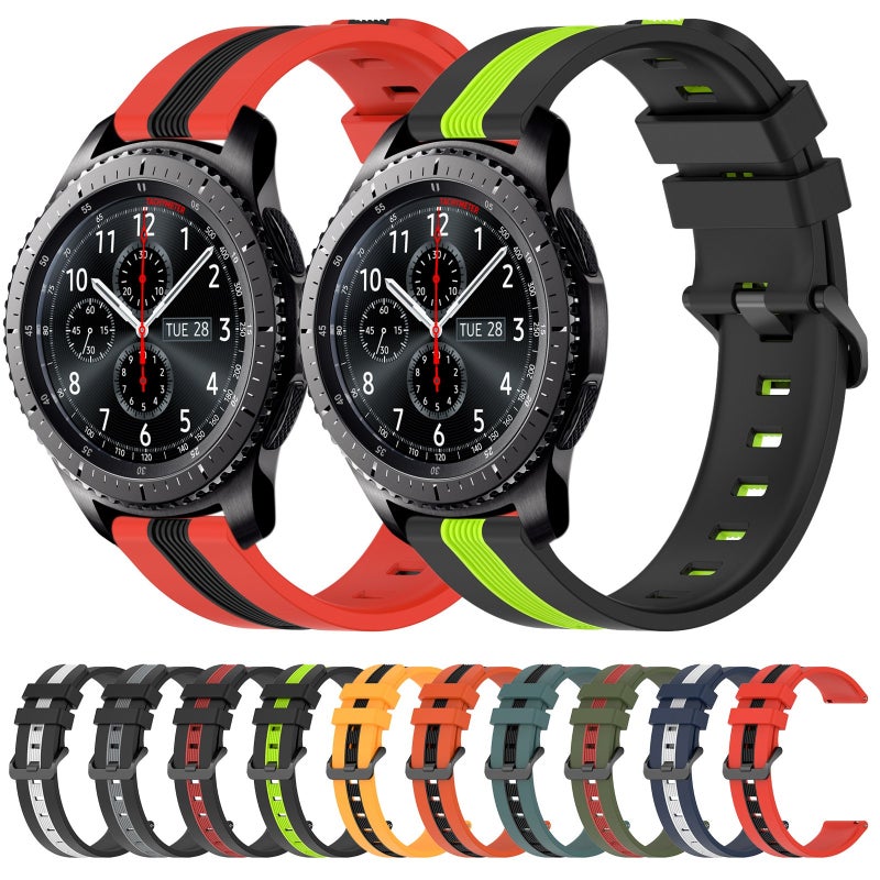 erorex For Samsung Gear S3 Frontier 22Mm Vertical Two-Color Silicone Watch Band(Red+Black) - Image 3