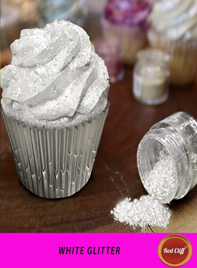 RED CLIFF Premium Edible Glitter - WHITE | Metallic Glitter Ideal for Cake Icing Decoration & Garnishing | 9g | (White | 9g |) - Image 2