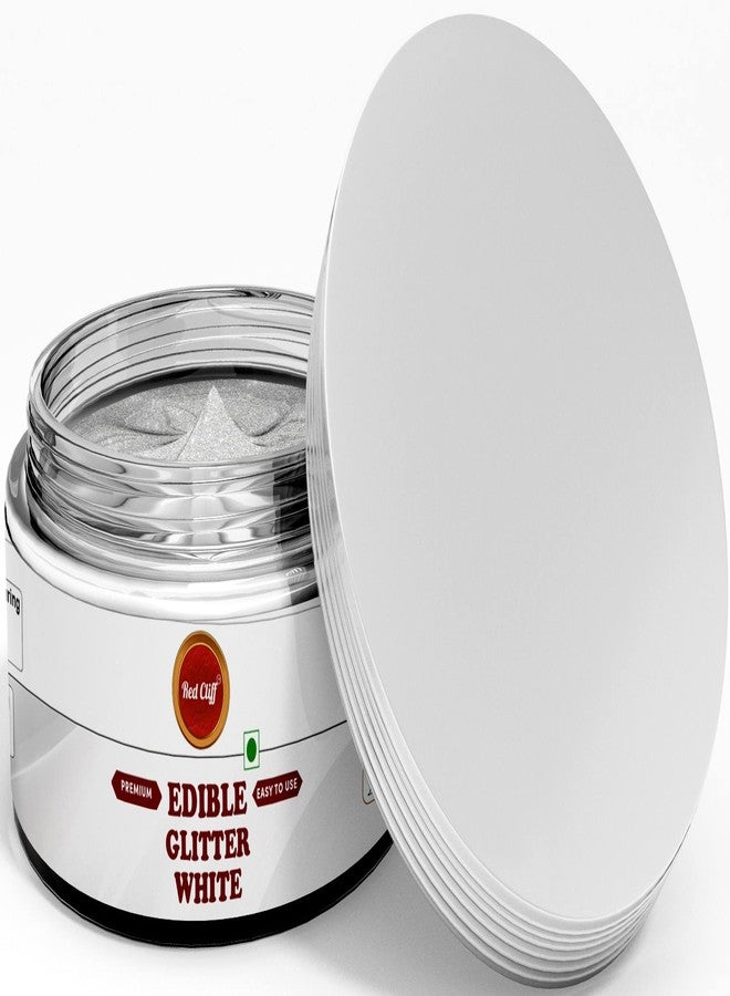 RED CLIFF Premium Edible Glitter - WHITE | Metallic Glitter Ideal for Cake Icing Decoration & Garnishing | 9g | (White | 9g |) - Image 1