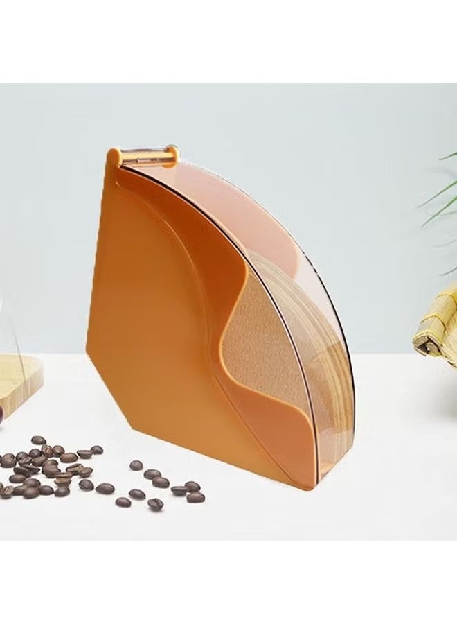 Betaoby Coffee Filter Holder, Coffee Filter Box with Dustproof Cover, Filter Paper Holder for Coffee Shop Home Storage Capacity of 100 Pcs Paper Filters, Orange, 18x17x10cm - Image 1