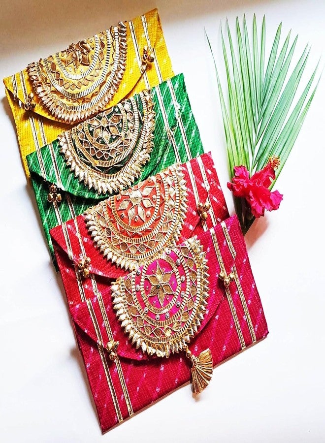 Home Storiee Wedding Gift Envelope,Money Cash Gift Cover Shagun Birthday Diwali Lifafa, Multicolour Premium Envelopes, Premium Designer Shagun Lifafa Money Gift Envelope Cash Envelope 8X4 inch (6) - Image 1