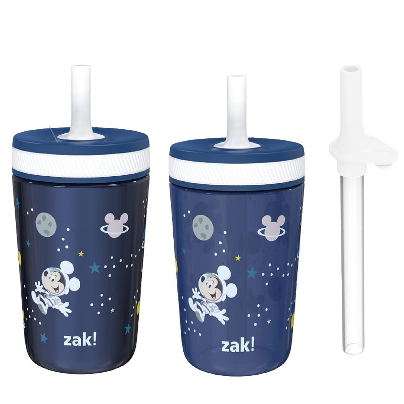 Zak Designs Disney Mickey Mouse Kelso Tumbler Set, Leak-Proof Screw-On Lid with Straw, Bundle for Kids Includes Plastic and Stainless Steel Cups with Bonus Sipper (3pc Set, Non-BPA) - Image 1