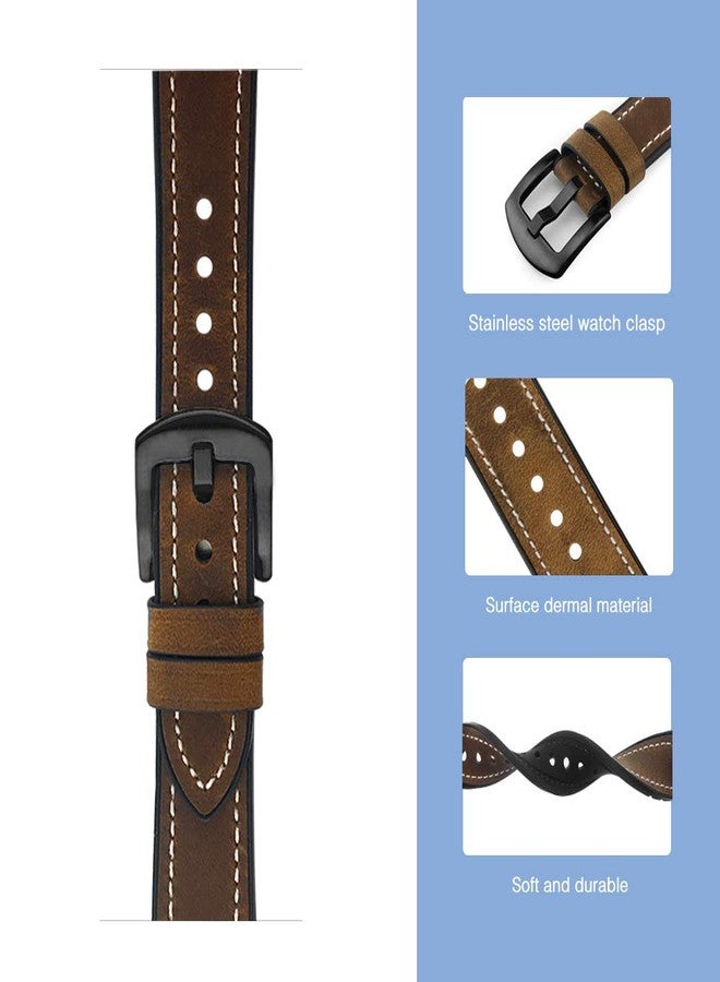 C2D JOY Leather & Silicone Mixed Strap Compatible with vivosmart 5 Replacement Watch band with New Transparent Case M/L-Brown - Image 3