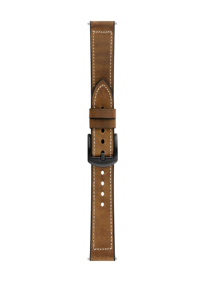 C2D JOY Leather & Silicone Mixed Strap Compatible with vivosmart 5 Replacement Watch band with New Transparent Case M/L-Brown - Image 5